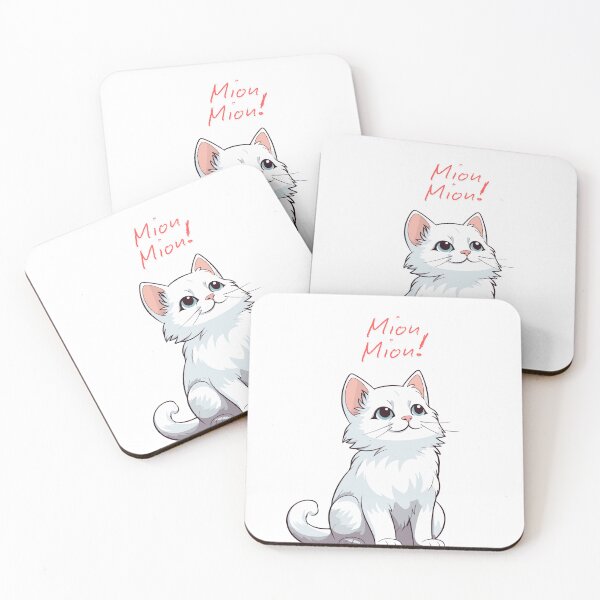 Item preview, Cute White Cat "Mion Mion!" Adorable Fluffy Kitten Illustration designed and sold by World-Shop25.