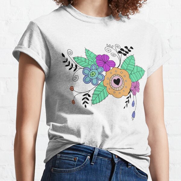 Item preview, whimsical handrawn florals expressive and bold designed and sold by Craftynelly Designs.