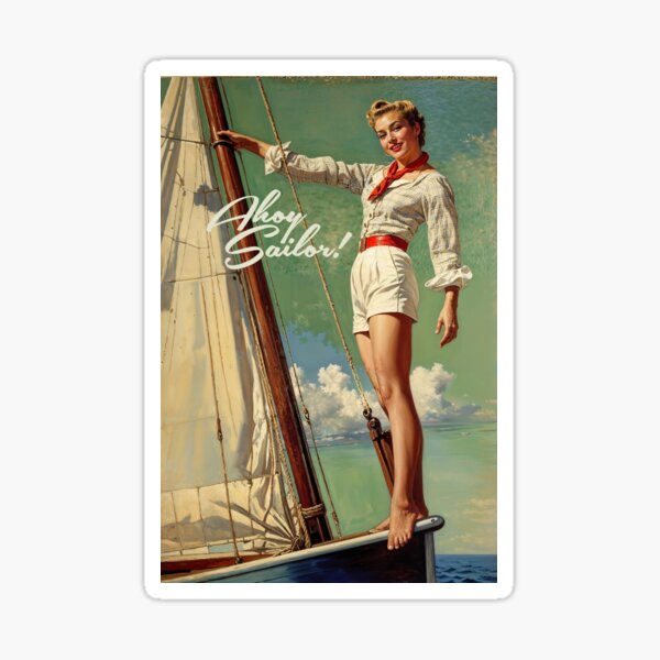 Item preview, Ahoy Sailor! Vintage PinUp Style Poster designed and sold by ravesdesign.