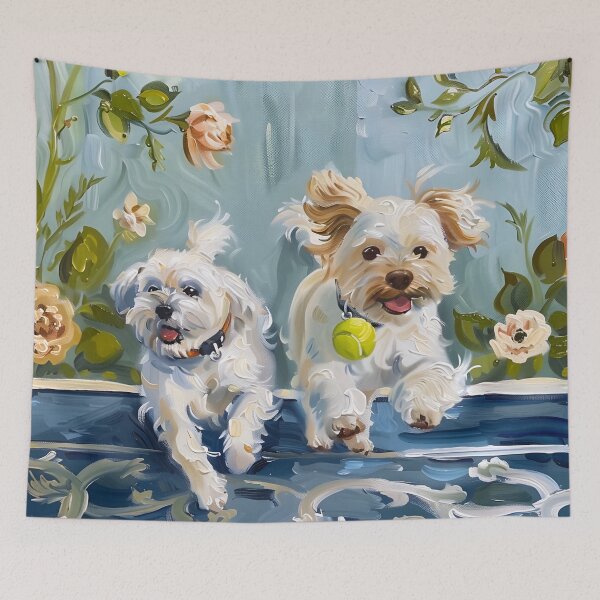 Artikelvorschau, Grandmillennial-Kunst, Terrier jagen Tennisball entworfen und verkauft von SophieClimaArt.