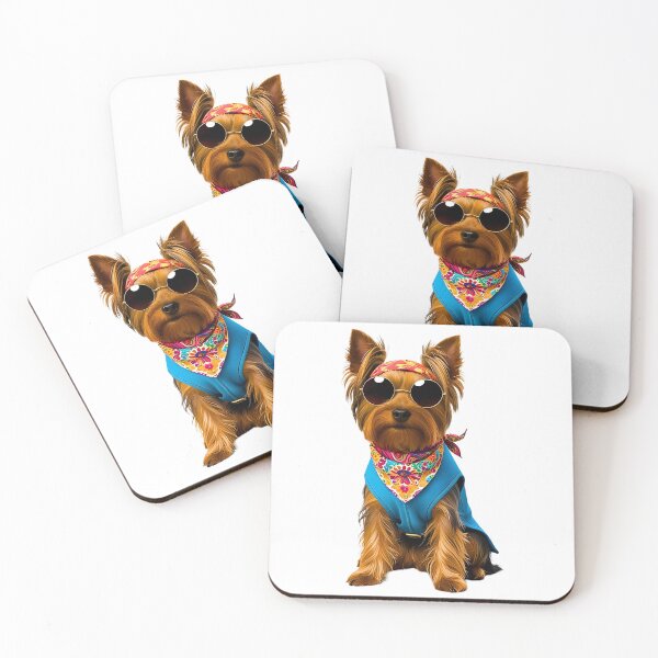 Item preview, Groovy 1970s Hippy Yorkie – Peace, Love & Paws designed and sold by Fredster1966.