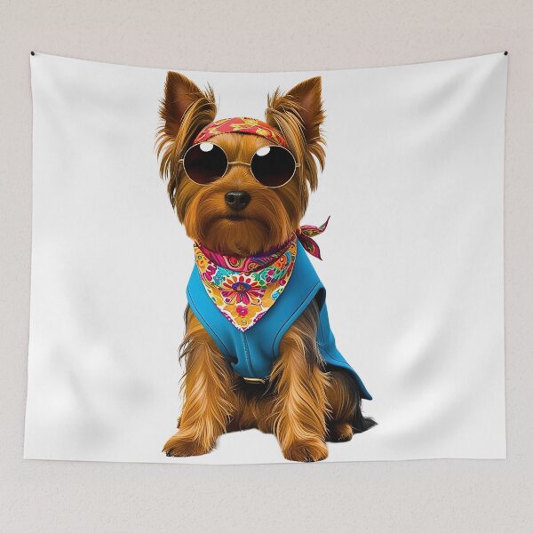 Item preview, Groovy 1970s Hippy Yorkie – Peace, Love & Paws designed and sold by Fredster1966.