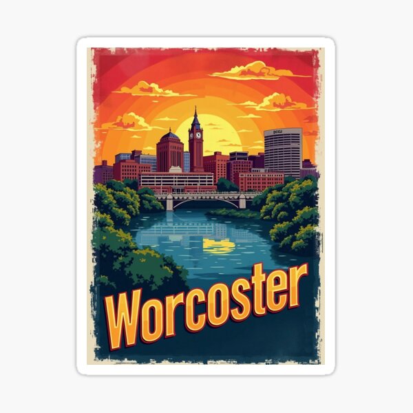 Item preview, A Retro Pop Art Poster of Worcester | Vintage-Style Worcester City Print | Colorful Massachusetts Wall Art | Bold & Artistic Worcester designed and sold by PaintedPixels01.