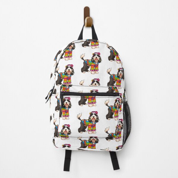 Item preview, Groovy 1970s Hippy Bernedoodle Cartoon – Peace, Love & Paws designed and sold by Fredster1966.