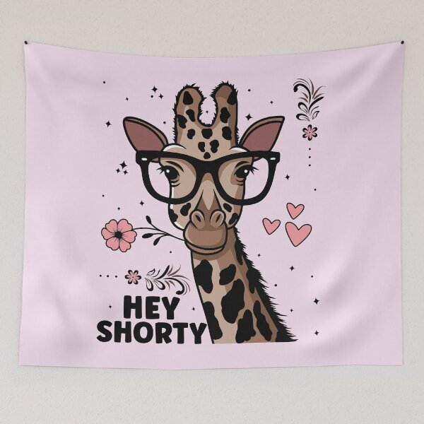 Item preview, Hey Shorty | Cute and Funny Giraffe Wearing Glasses - Pink designed and sold by PearlMoonGrapes.