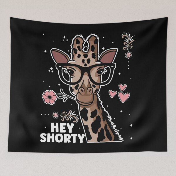 Item preview, Hey Shorty | Cute and Funny Giraffe Wearing Glasses - Black designed and sold by PearlMoonGrapes.