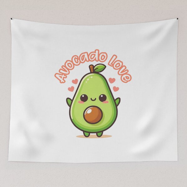Artikelvorschau, Avocado-Liebe Kawaii-Illustration entworfen und verkauft von ZerpaGiovanna.
