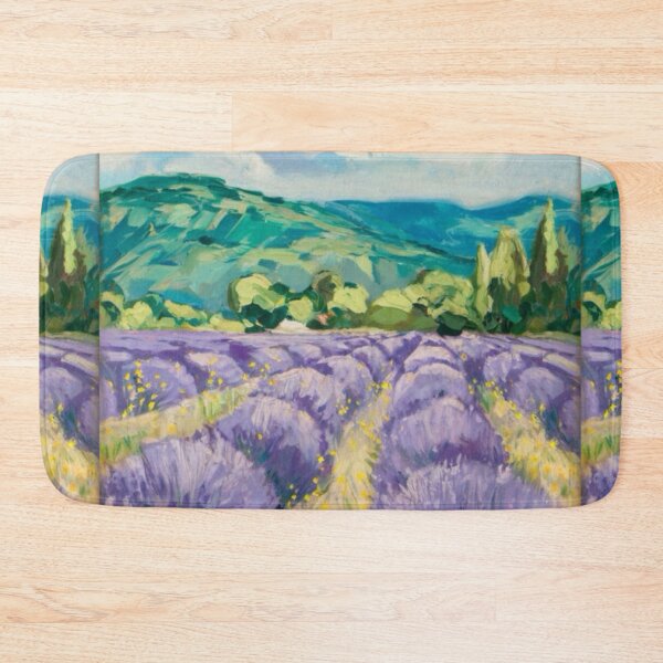 Item preview, Provence Lavender Field with Yellow Wildflowers - Post-Impressionist Artwork designed and sold by CARRAANN.