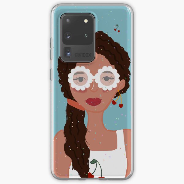 Item preview, Retro Cherry Girl Portrait | Floral Glasses & Sparkles designed and sold by Thetinycrafthouse24.