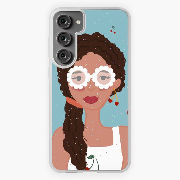 Aperçu de l'œuvre Portrait de fille rétro aux cerises | Lunettes florales et paillettes créée et vendue par Thetinycrafthouse24.