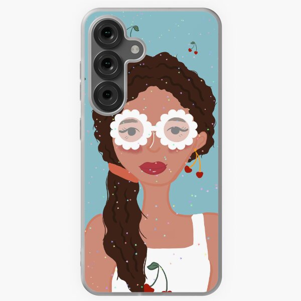 Item preview, Retro Cherry Girl Portrait | Floral Glasses & Sparkles designed and sold by Thetinycrafthouse24.