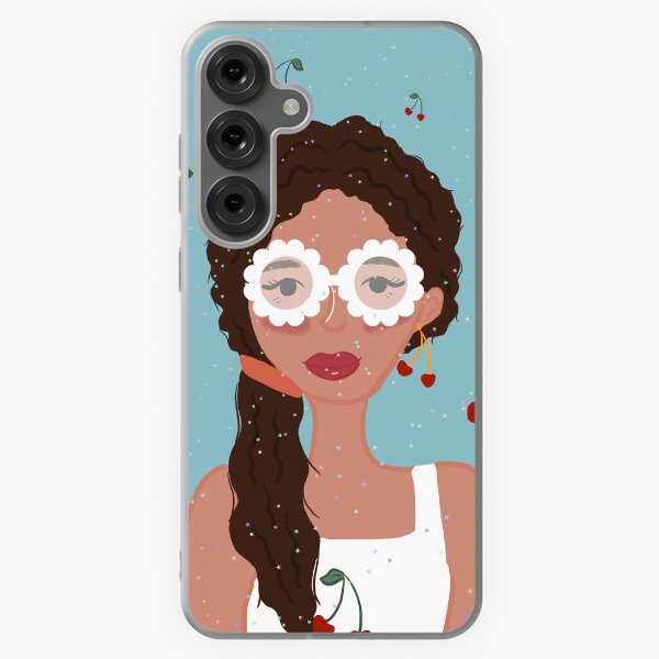 Aperçu de l'œuvre Portrait de fille rétro aux cerises | Lunettes florales et paillettes créée et vendue par Thetinycrafthouse24.