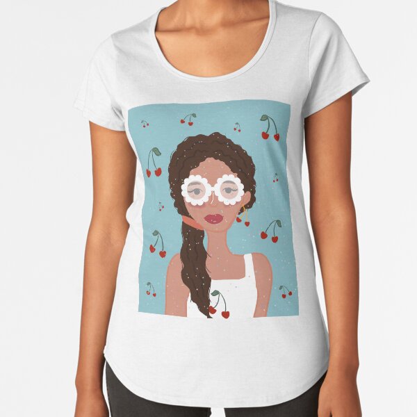 Artikel-Vorschau von Retro Cherry Girl Portrait | Blumengläser und Funkeln, designt und verkauft von Thetinycrafthouse24.