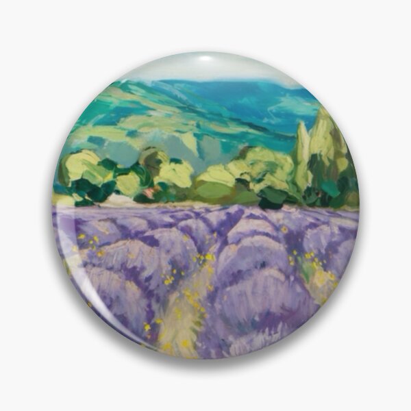 Item preview, Provence Lavender Field with Yellow Wildflowers - Post-Impressionist Artwork designed and sold by CARRAANN.