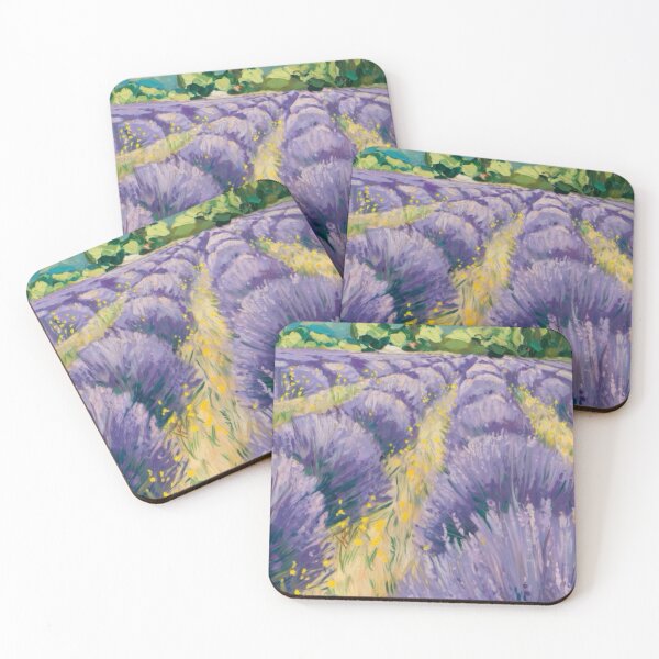 Artikelvorschau, Lavendelfeld in der Provence mit gelben Wildblumen – postimpressionistisches Kunstwerk entworfen und verkauft von CARRAANN.