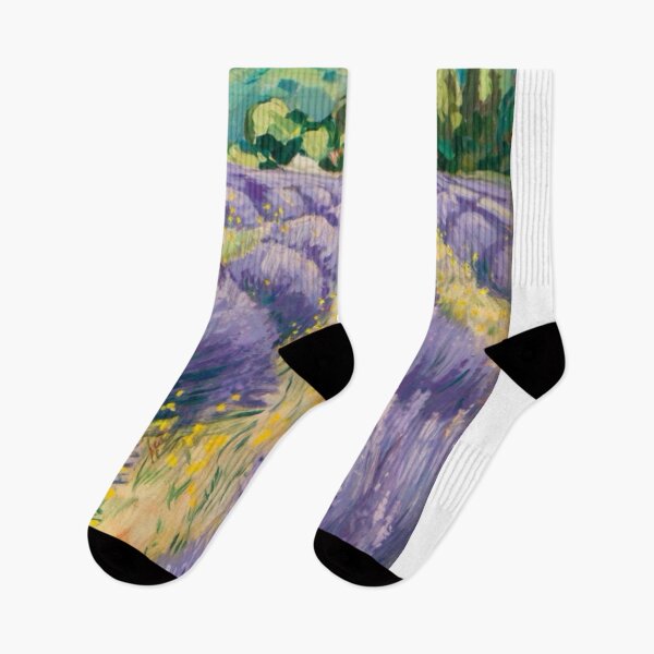 Item preview, Provence Lavender Field with Yellow Wildflowers - Post-Impressionist Artwork designed and sold by CARRAANN.
