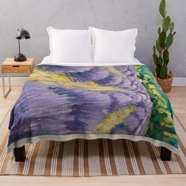 Item preview, Provence Lavender Field with Yellow Wildflowers - Post-Impressionist Artwork designed and sold by CARRAANN.