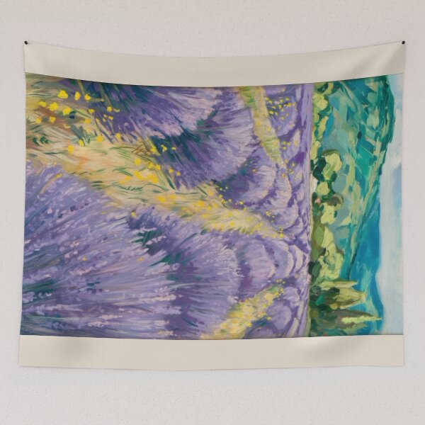 Item preview, Provence Lavender Field with Yellow Wildflowers - Post-Impressionist Artwork designed and sold by CARRAANN.