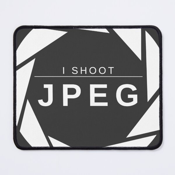 Item preview, I Shoot JPEG (White) – Minimalist Photography Statement Design designed and sold by mrddst.