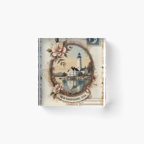 Item preview, New Hampshire USA Vintage Travel Retro Postcard Design designed and sold by TravelPostcardGems.