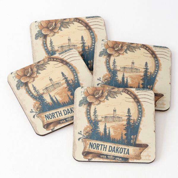 Item preview, North Dakota USA Vintage Travel Retro Postcard Design designed and sold by TravelPostcardGems.