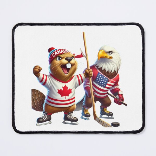 Item preview, Canadian Beaver Triumphs Over American Eagle in Hockey Showdown designed and sold by GoldPerl.