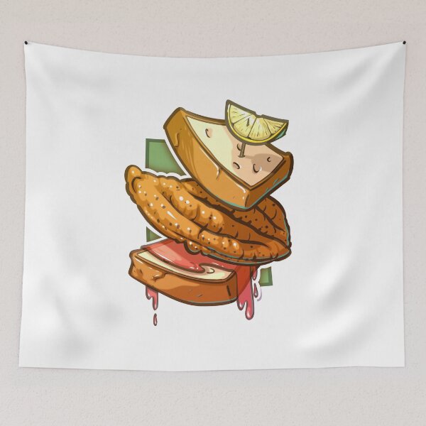 Item preview, Crispy Fried Fish Sandwich – Fun Foodie Design for T-Shirts & Stickers designed and sold by gradeafun.