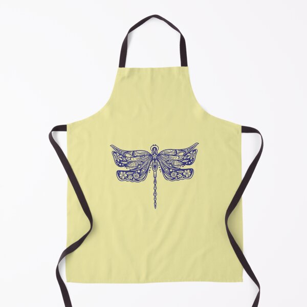 Item preview, Navy Blue Floral Dragonfly Design on light yellow designed and sold by Giulia Palazzo.