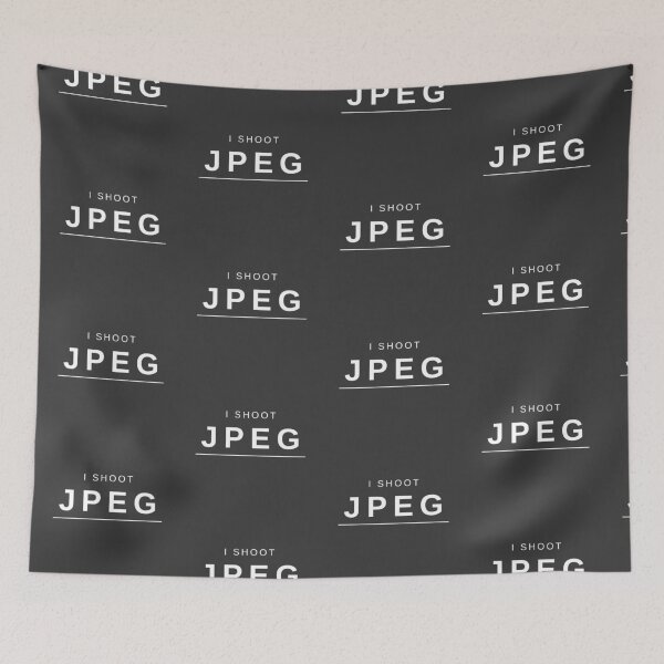 Item preview, I Shoot JPEG (White) – Clean and Bold Photography-Inspired Design designed and sold by mrddst.