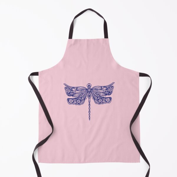 Item preview, Navy Blue Floral Dragonfly Design on light pink designed and sold by Giulia Palazzo.