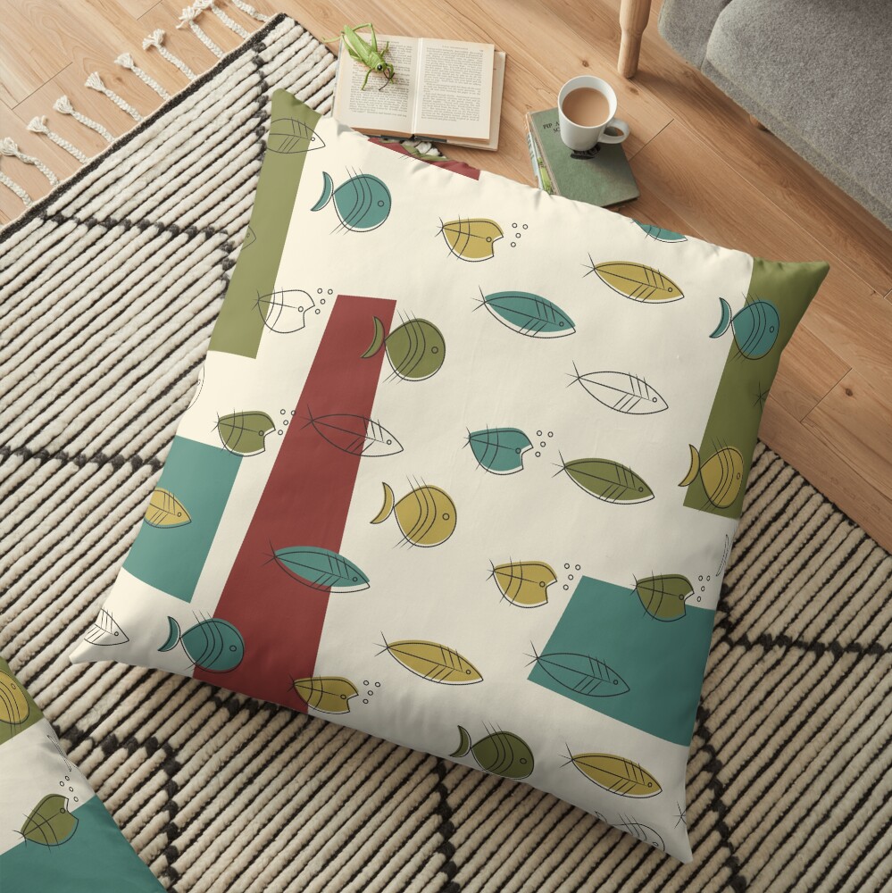 Midcentury Modern Fish Floor Pillow