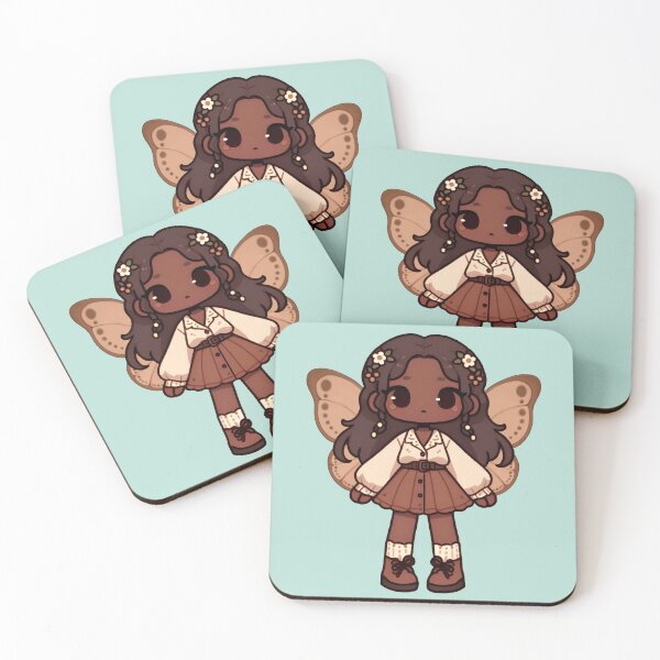 Item preview, Kawaii Fairycore Cottagecore Fairy Girl 3 Teal Background designed and sold by AnmitsuArt.