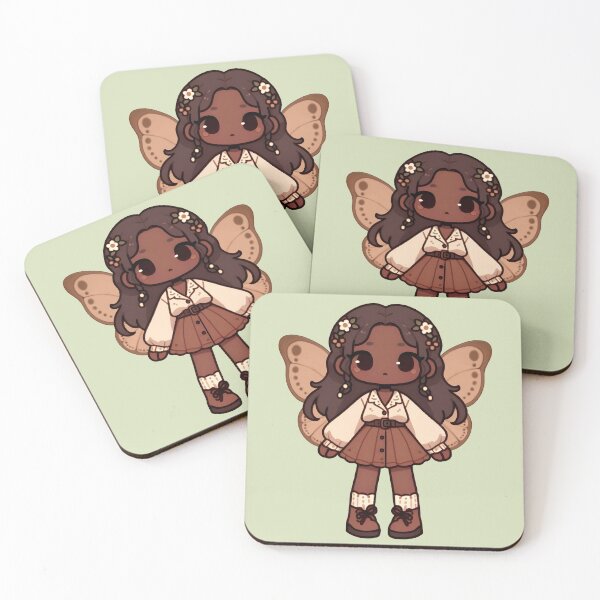 Item preview, Kawaii Fairycore Cottagecore Fairy Girl 3 Olive Green Background designed and sold by AnmitsuArt.