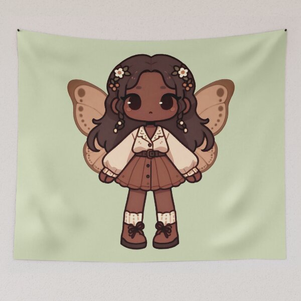 Item preview, Kawaii Fairycore Cottagecore Fairy Girl 3 Olive Green Background designed and sold by AnmitsuArt.