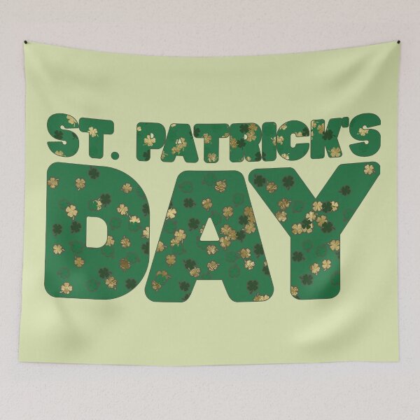Item preview, St Patrick's Day - Typography with Gold and Green Shamrocks designed and sold by FaeryNuff.