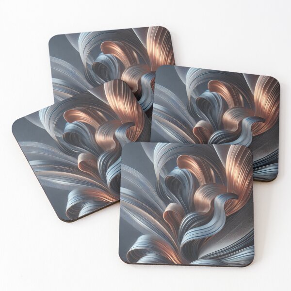 Item preview, Copper & Blue Elegance - Flowing Abstract Waves designed and sold by Bellassi.