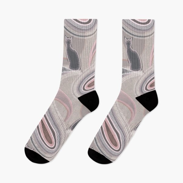 Item preview, Paisley Cats in Pink and Warm Gray - Vintage Swirls with a Whimsical Twist designed and sold by wild.geranium.design.