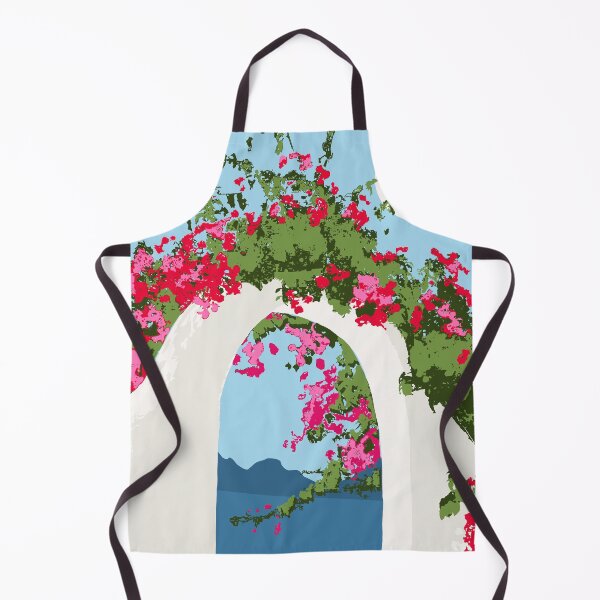 Item preview, Bougainvillea Arch, Greece Santorini Architecture Travel, Summer Botanical Nature Bohemian, Eclectic Boho Moon White Buildings Ocean Sea designed and sold by 83oranges.com.