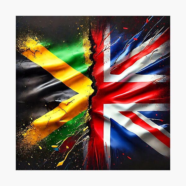 Item preview, Half Jamaican Half British Flags designed and sold by Intriguing Designs.