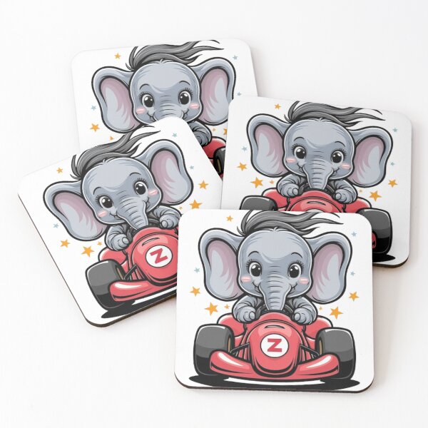 Item preview, Cute Baby Elephant Race Car Driver designed and sold by likbatonboot.
