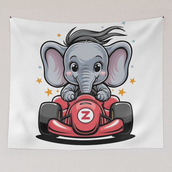 Item preview, Cute Baby Elephant Race Car Driver designed and sold by likbatonboot.