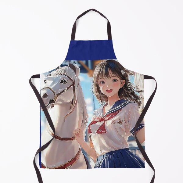 Item preview, Happy Girl Between White Horses on Sailor Style Carousel designed and sold by Reina75.
