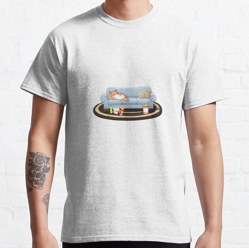 Lazy Cat On Couch – Transparent Classic T-Shirt