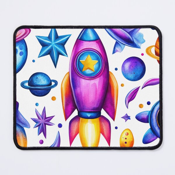 Item preview, Vibrant Cosmic Galaxy with Spaceships and Stars Art Colorful Space Rocket and Planets Cartoon Illustration designed and sold by MamaDong.