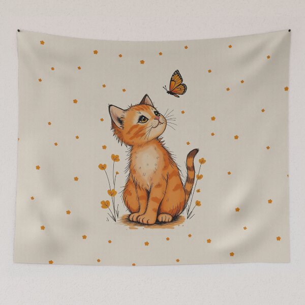 Item preview, Curious Ginger Kitten with Monarch Butterfly designed and sold by my-wishlist.