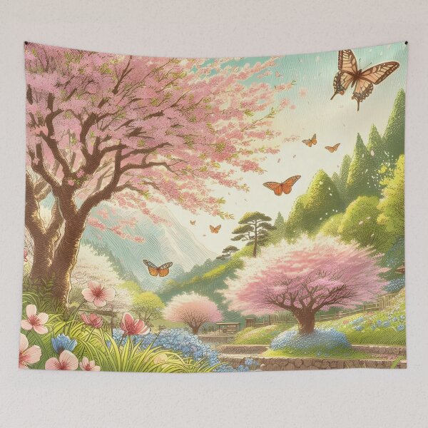 Item preview, Sakura Canopy with Lush Greenery designed and sold by inkNext.