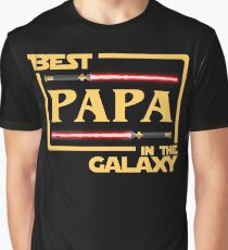 Best Papa In Galaxy Shirt Fathers Day Gift Dark Side Vader Graphic T-Shirt