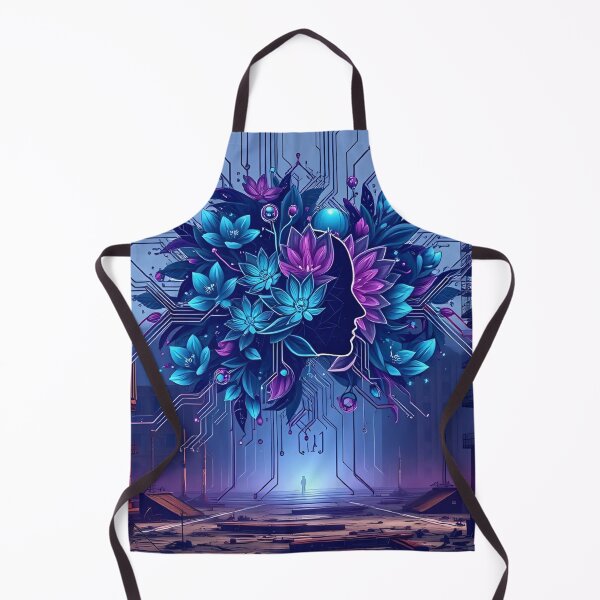 Item preview, Futuristic Human-AI Art: Geometric Circuit & Organic Floral Print Design designed and sold by Muted Marvels.
