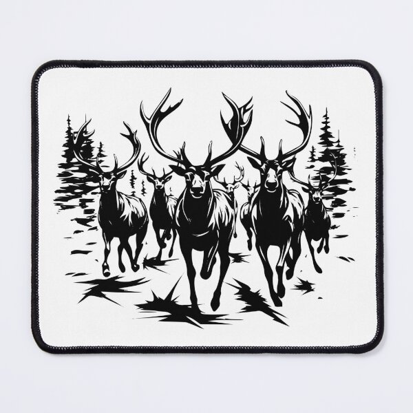 Item preview, Elk Herd Wapiti Running Deer Charging Animals Wildlife designed and sold by inkoutninja.