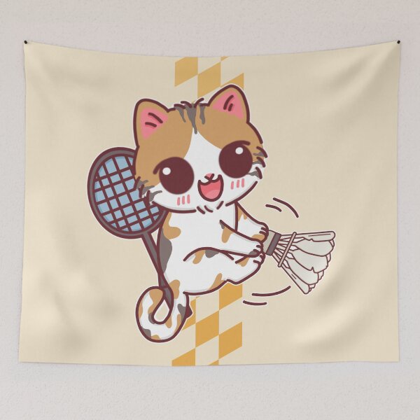 Item preview, Cute Calico Kitten Playing Badminton designed and sold by BGMeYou.